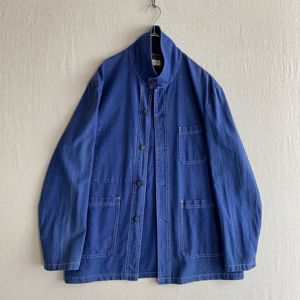 【正規品，SALE】 フランス製 VETRA ワーク ジャケット / 42 ブルー ハイネック カバーオール ユーロ ビンテージ 旧タグ O1-04019-81-18(Lサイズ)｜売買されたオークション情報、yahooの商品情報をアーカイブ公開 - オ Lサイズ