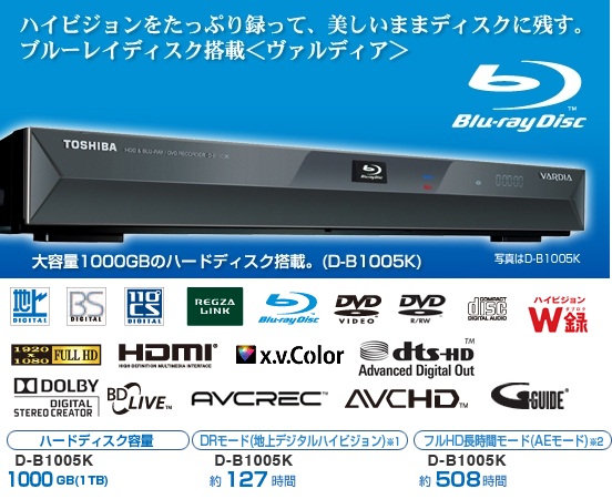 TOSHIBA VARDIA | 東芝 - HDD RD-X9 ブルーレイレコーダー 2番組同時