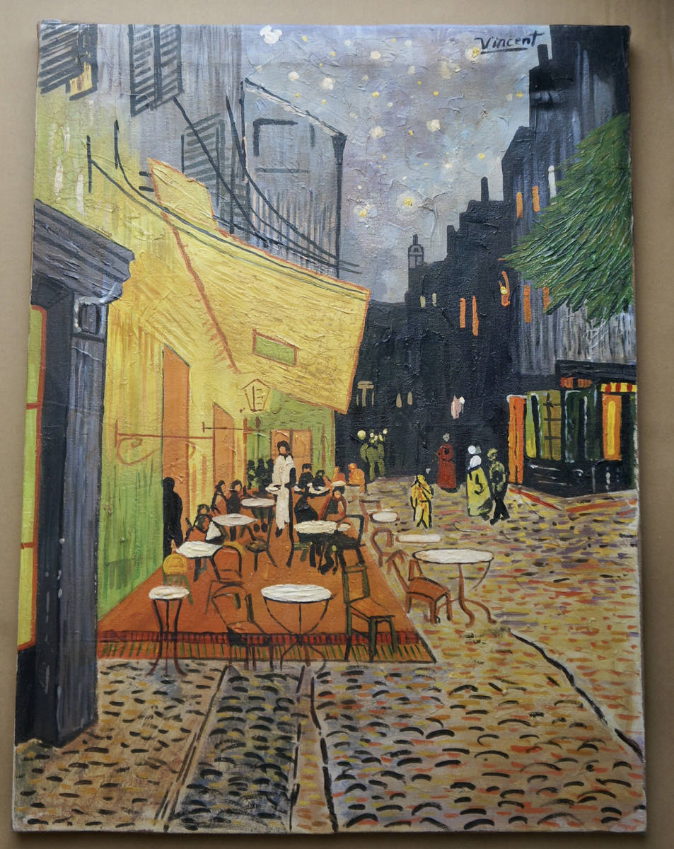 Artworks]ファン・ゴッホ|夜のカフェ|65x50cm|肉筆|油彩|原画|