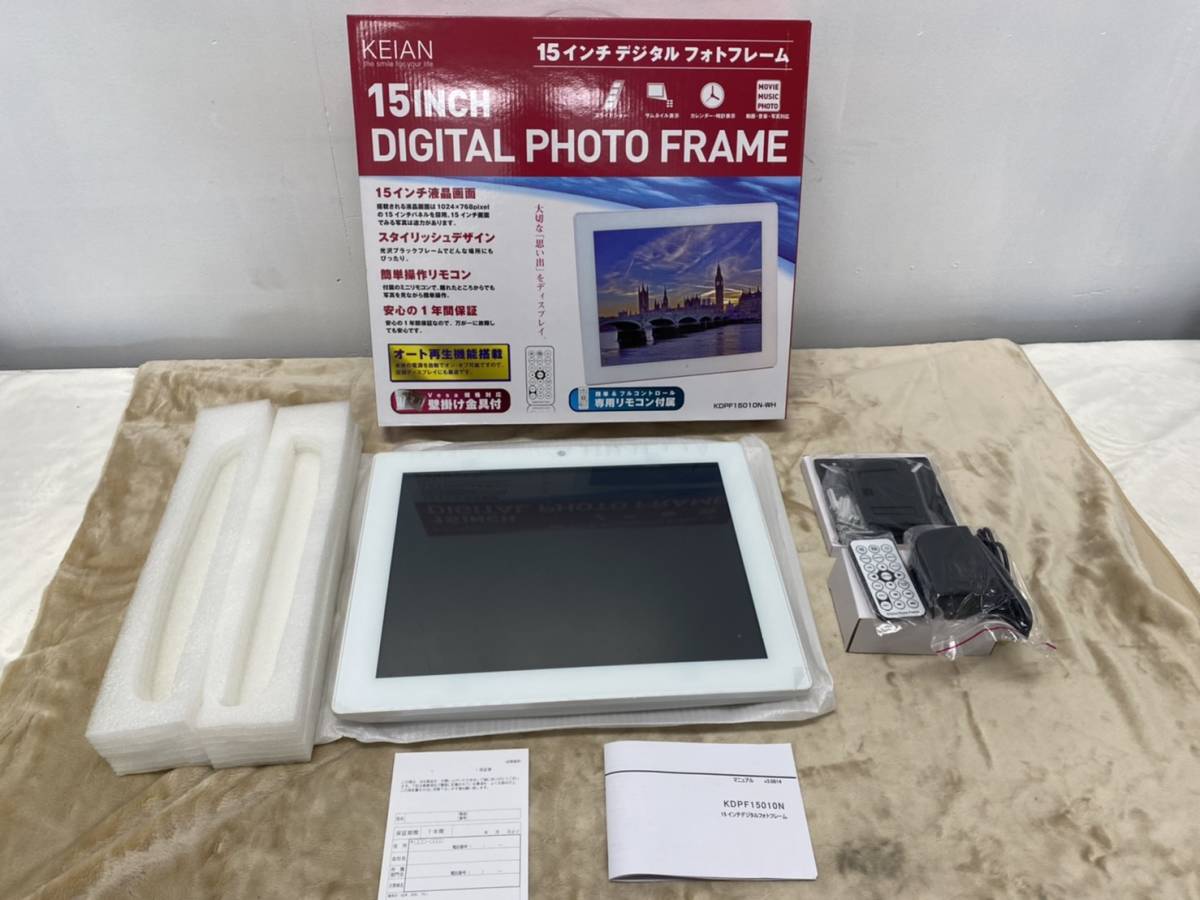 未使用品】KEIAN 15インチ デジタルフォトフレーム KDPF15010N-WH