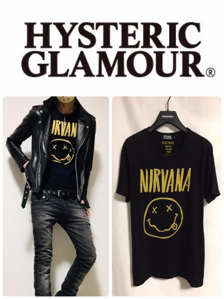正規 HYSTERIC GLAMOUR Nirvana smiley T-shirt color black size S