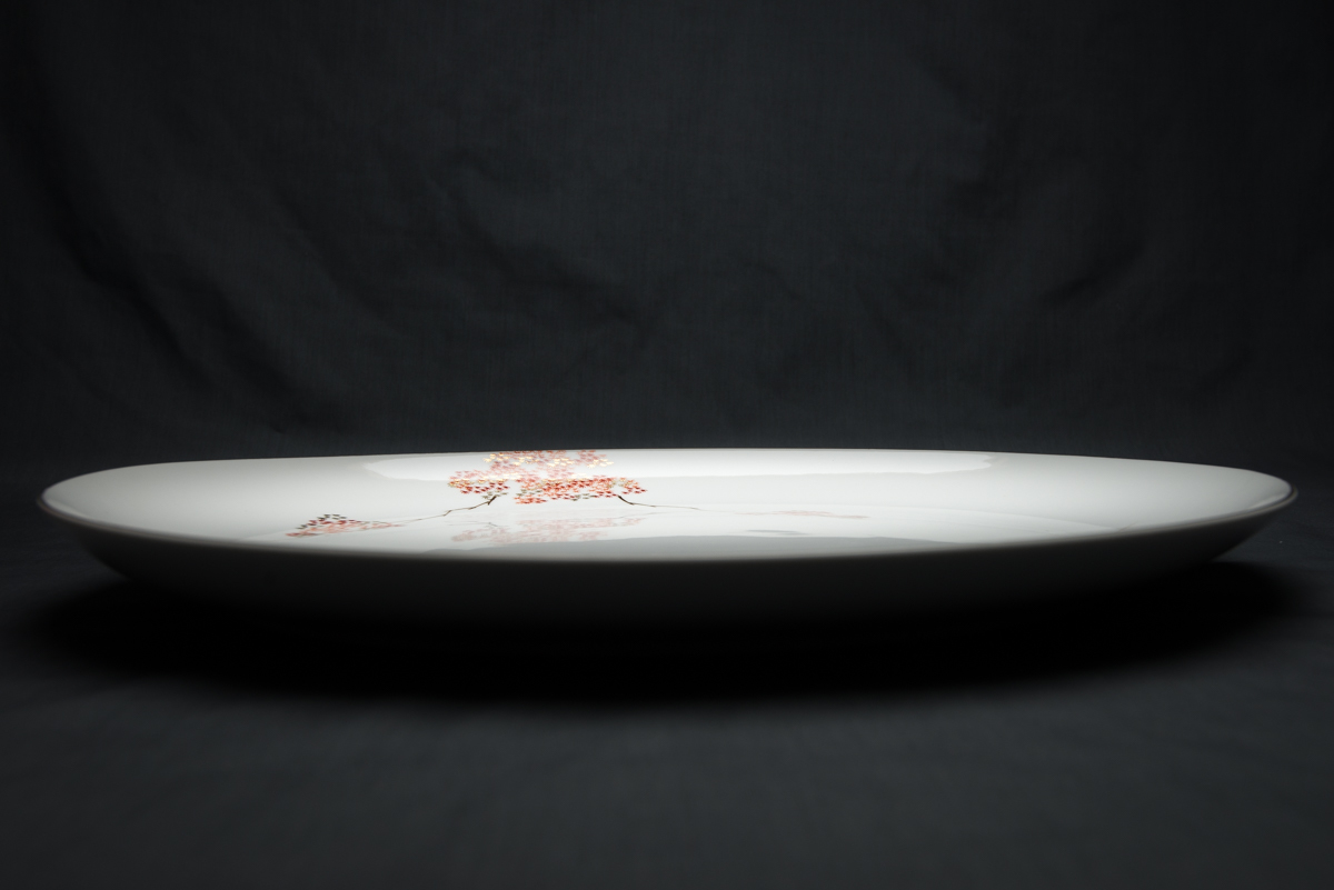 深川製磁 大皿 楕円皿 有田焼 深川製磁 有田焼 水引草 楕円大皿、取