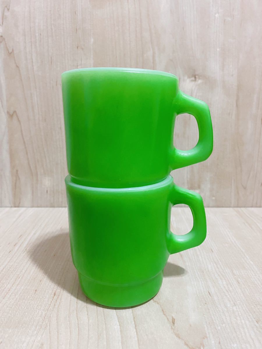 1円～【☆06-1032】□中古□FireKing ジェダイ ランチプレート 翡翠 2P