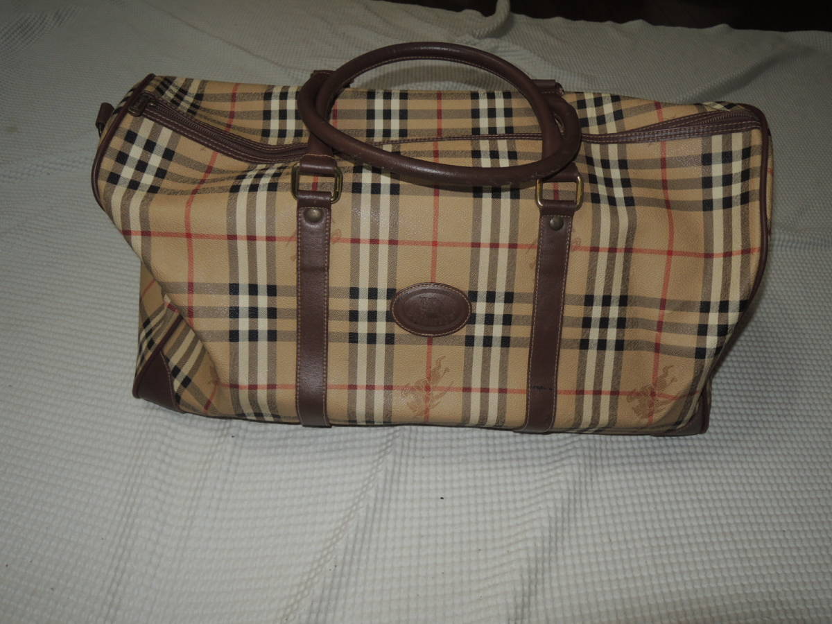 バーバリー(BURBERRY)本革レザー部分使い☆ボストンバッグ