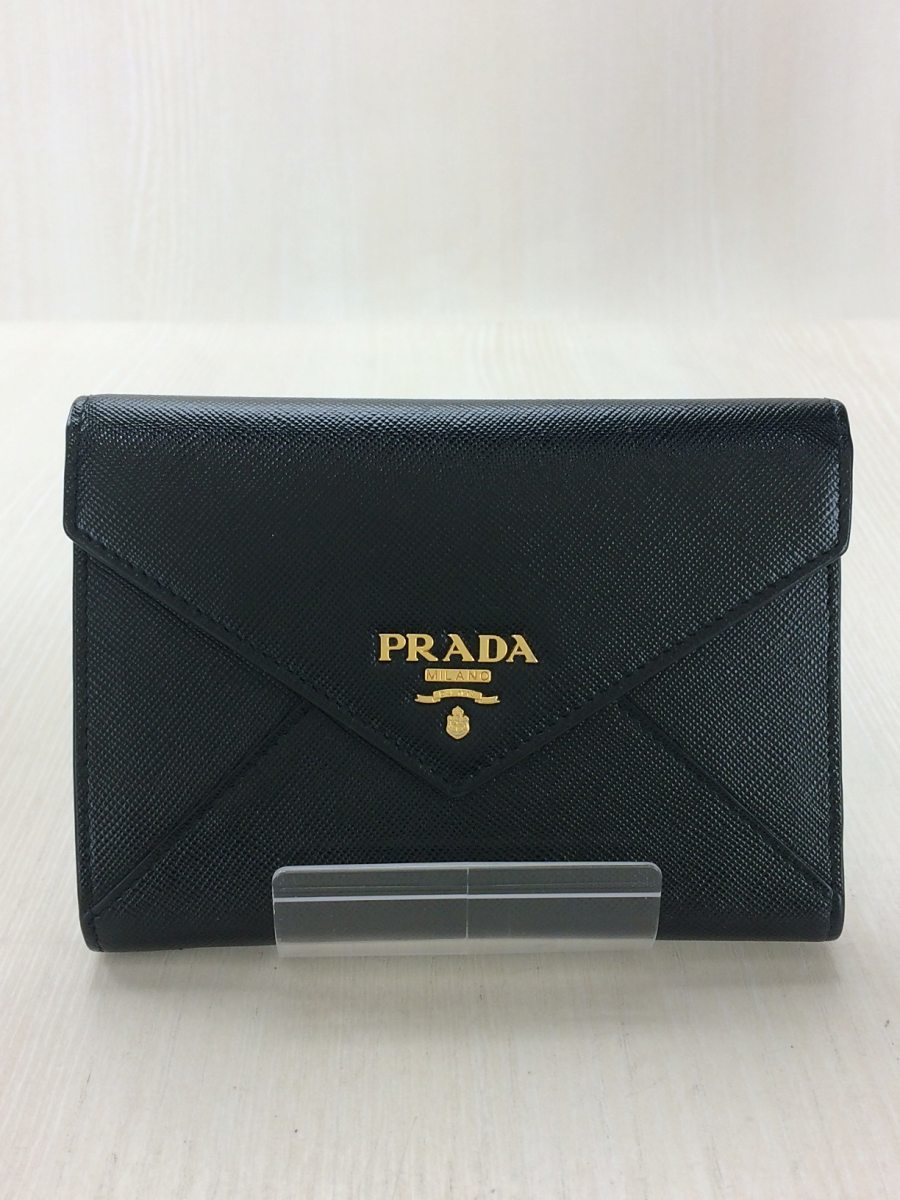 PRADA 三つ折り財布 プラダ サフィアーノレザートライアングルロゴ