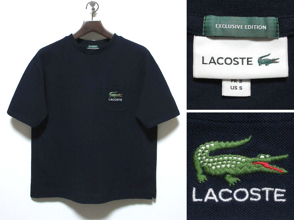 美品 EDIFICE エディフイス 別注 LACOSTE ラコステ 19SS ポケット ロゴ