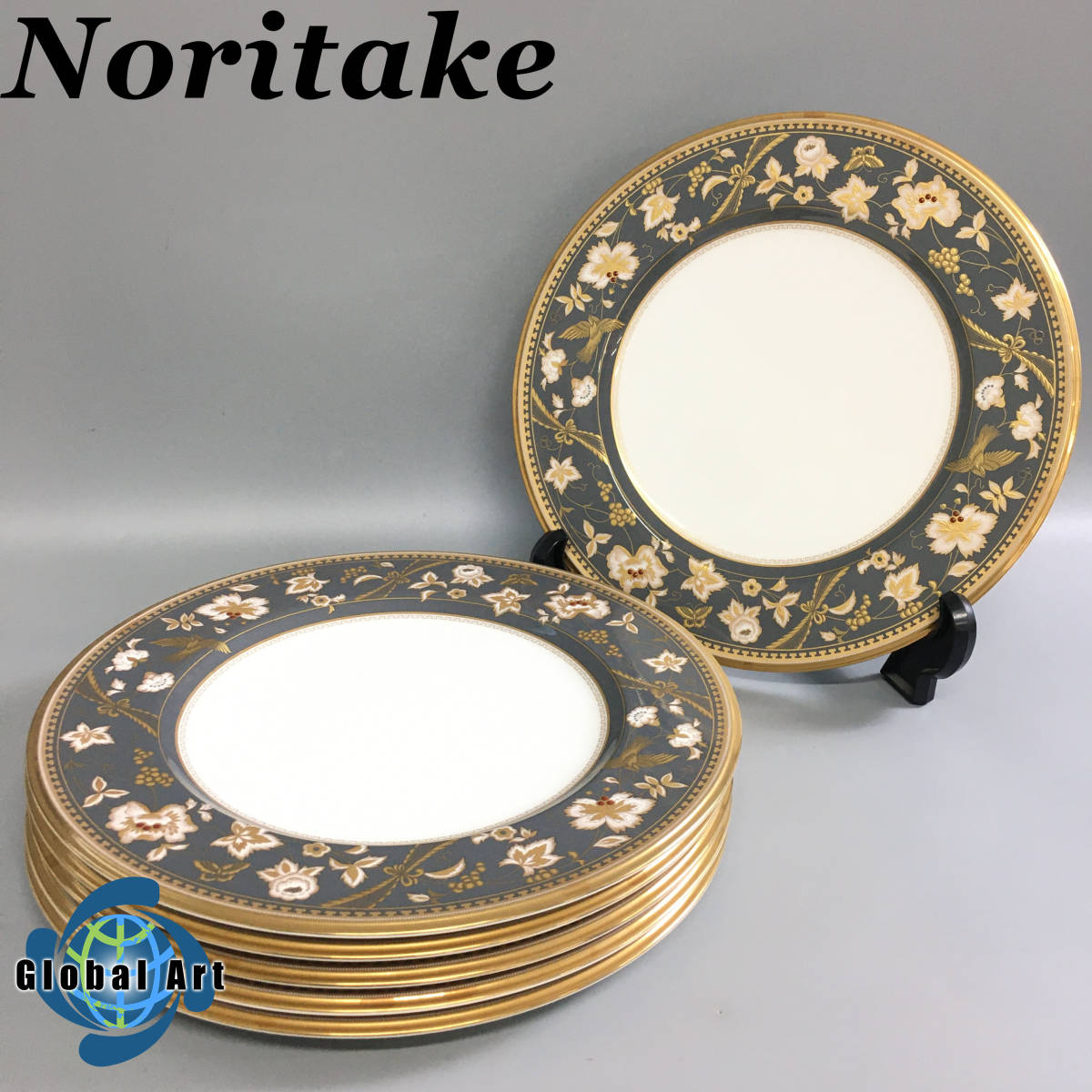 ★B04541【ほぼ未使用品】Noritake ノリタケ/金彩/大皿 プレート/SUBLIME サブライム/まとめて/計6点セット/直径 約28㎝