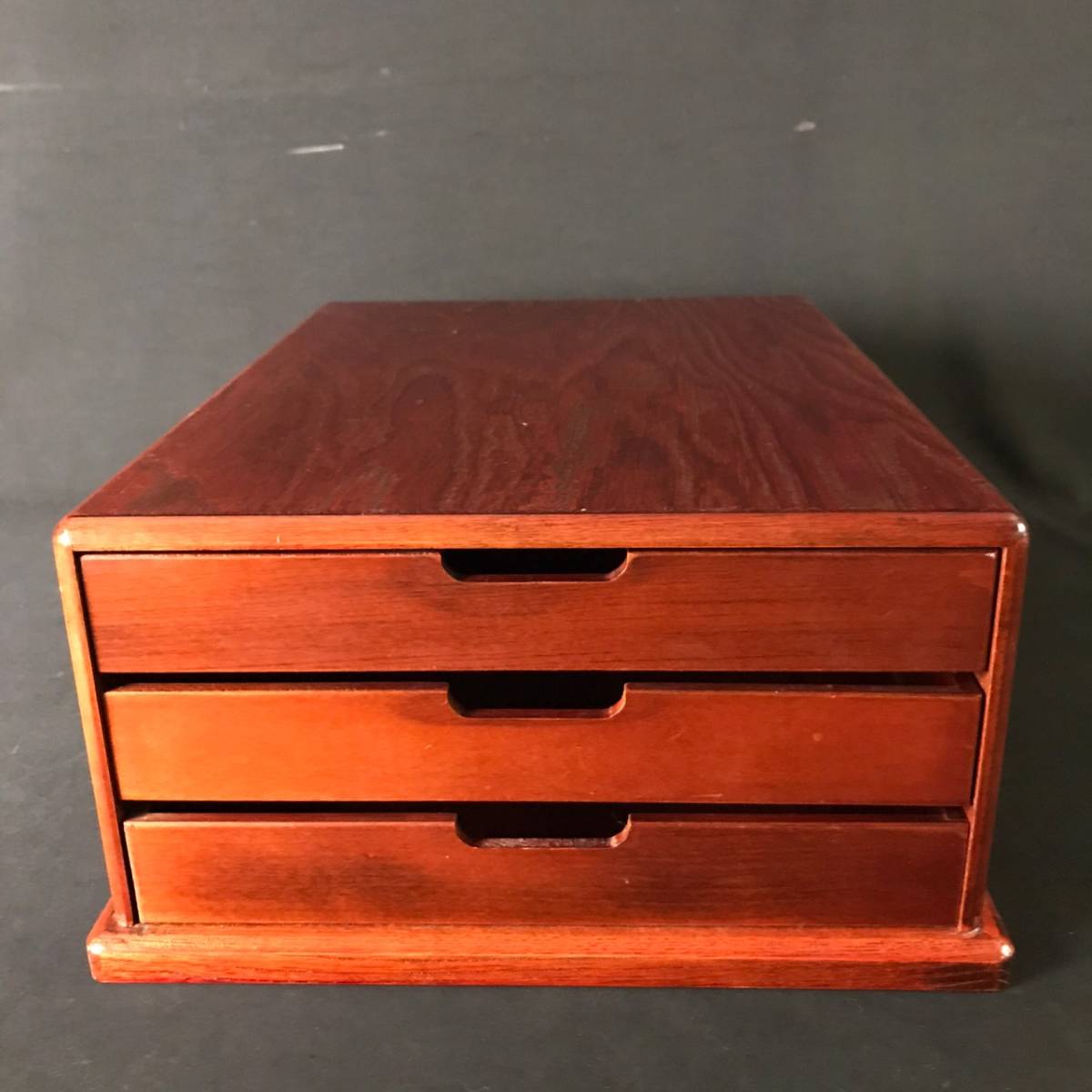 EJ0528-104-30 昭和 書箱 文箱 欅 三段引出 アンティーク家具 W41㎝
