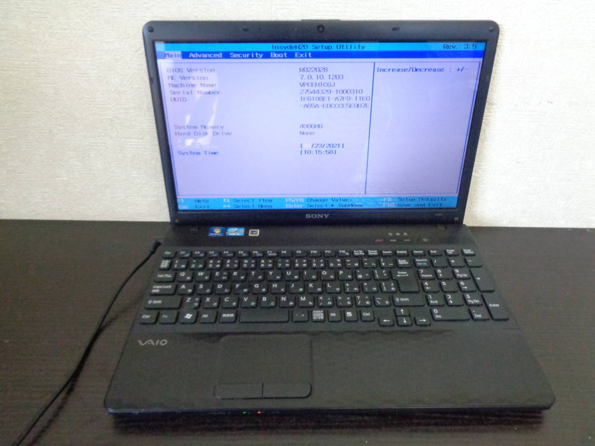 SONY VAIO PCG-71B11N VPCEH1CGJ Win7/i5-2410M/4GB Bios表示OK ジャンク品 部品どりに 管理N733