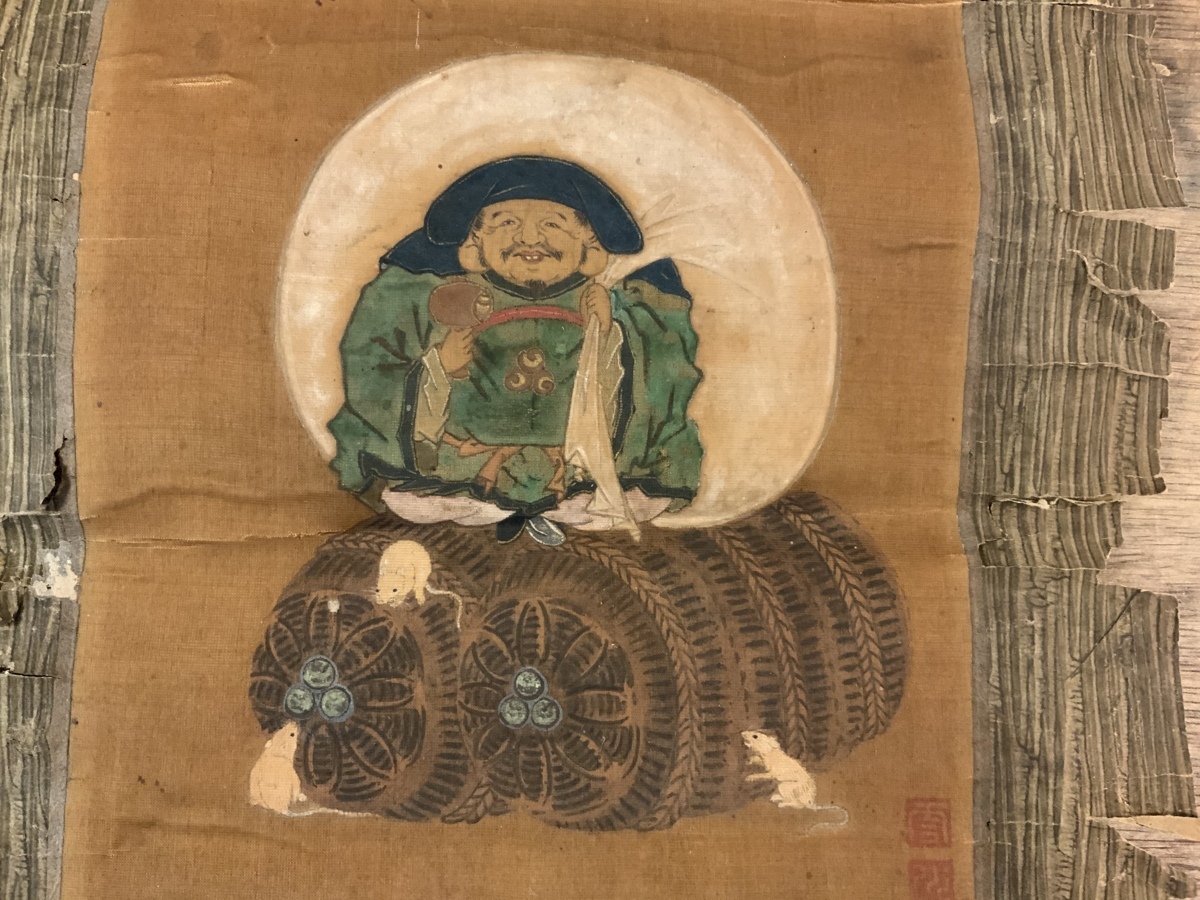 在銘「七福神」掛軸 紙本 大幅：恵比寿 大黒天 布袋sZk_kakejiku - www 
