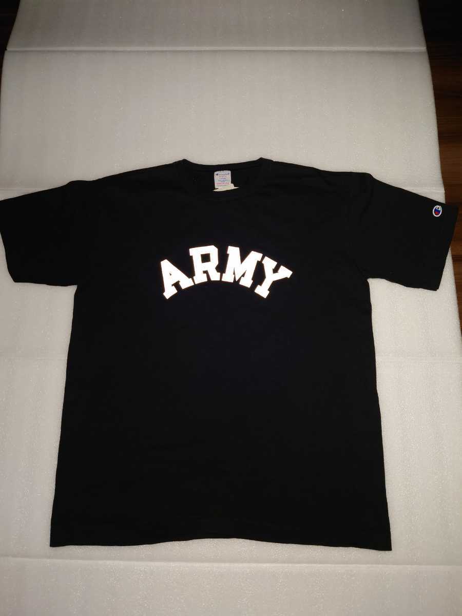 レア　新品！　チャンピオン　T1011　Tシャツ　半袖　ARMY　アーミー　リフレクター　反射　ロゴ　ブラック　アメリカ製　L　希少　BTS チャンピオン T1011 Champion アメカジ おしゃれ 半袖の通販