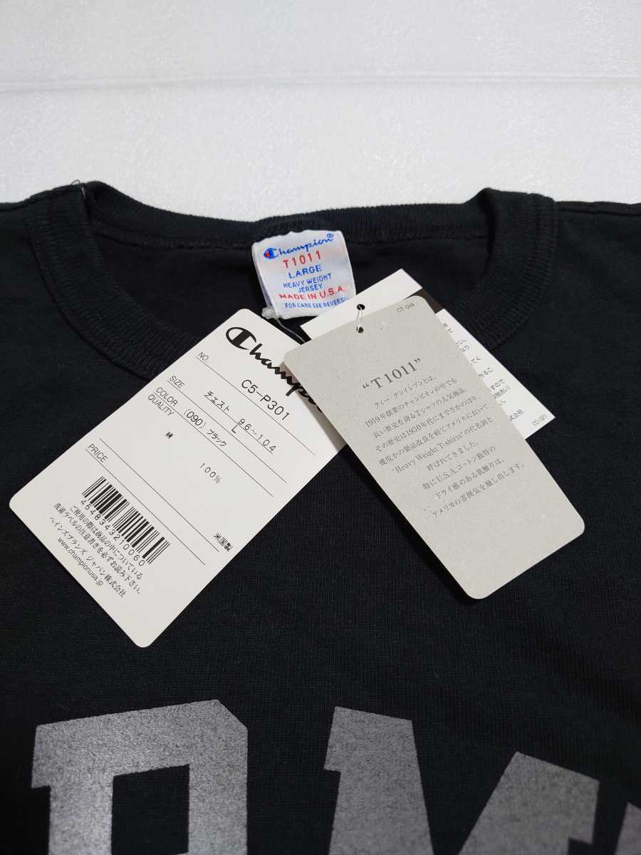 レア　新品！　チャンピオン　T1011　Tシャツ　半袖　ARMY　アーミー　リフレクター　反射　ロゴ　ブラック　アメリカ製　L　希少　BTS チャンピオン T1011 Champion アメカジ おしゃれ 半袖の通販
