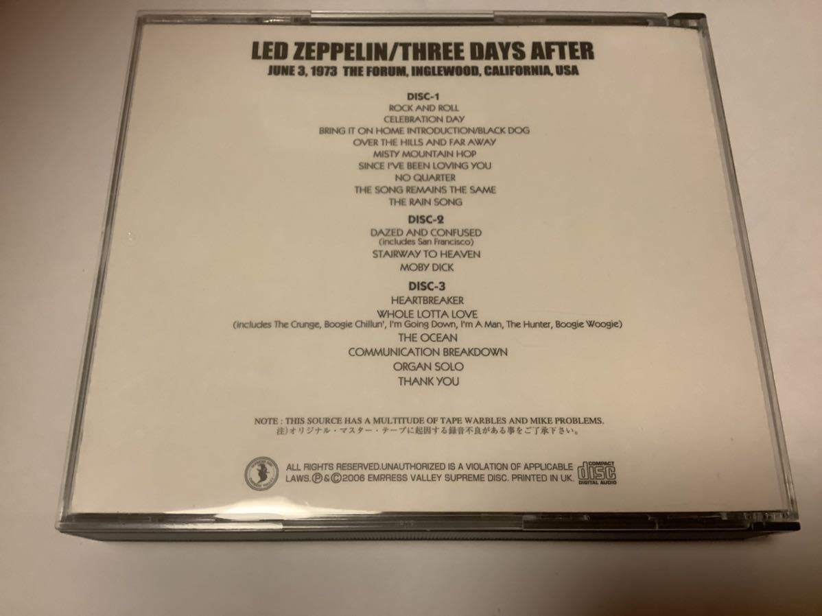 ◇ Led Zeppelin / THREE DAYS AFTER ○ 6CD Empress Valley Led