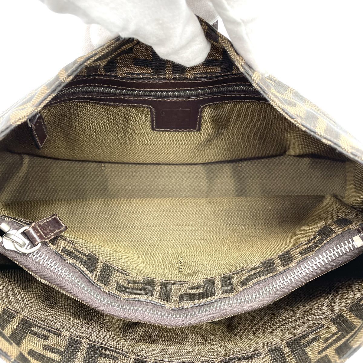 1円 美品 FENDI フェンディ ズッカ柄 ズッカ マンマバケット ワン 