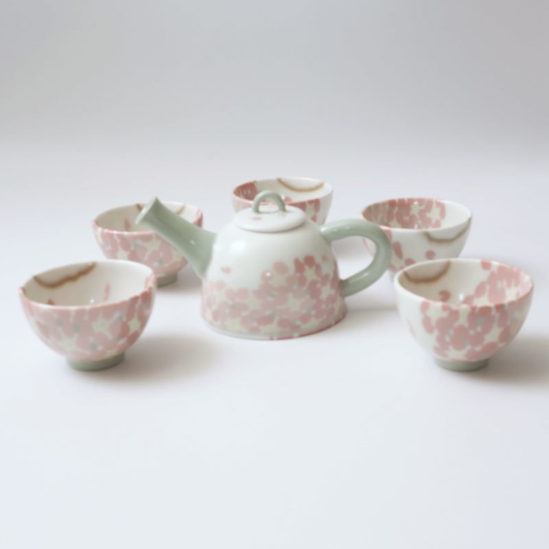 桜模様 練り上げ 煎茶器 - Needle to 5客セット 5客 茶器（コーヒー