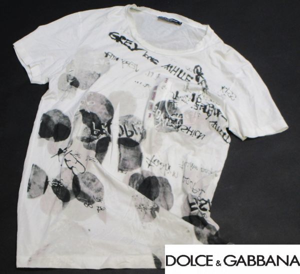 国内正規品 DOLCE&GABBANA メンズ ダメージ加工プリントTシャツ