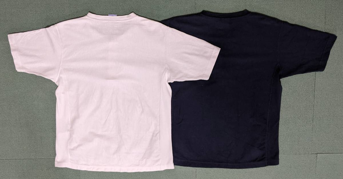 美品　白　紺　２枚セット　Ｓ　Champion×SHIPS　別注 リバースウィーブ　9.4oz　Jersey Garment Dye　ヘンリーネック　Tシャツ champion SHIPS 公式サイト Champion（チャンピオン） カーディガン ジュニア