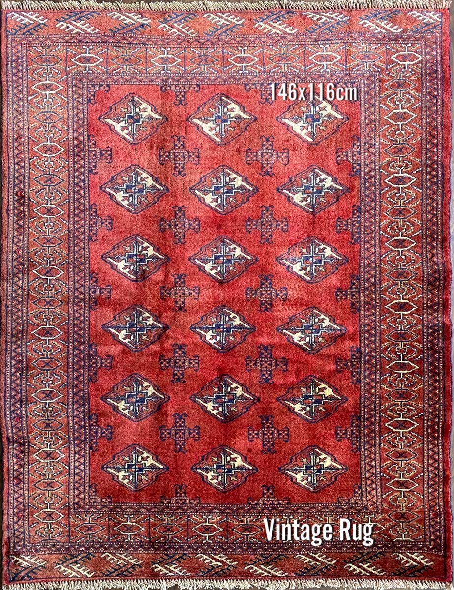 ペルシャン トルクメン トライバルラグ 146×116cm ヴィンテージラグ