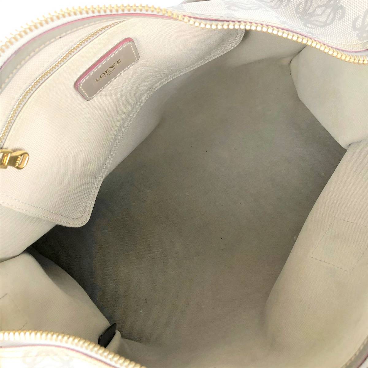 LOEWE ロエベ ハンド バッグ アナグラム 総柄 グレー PVC レザー 