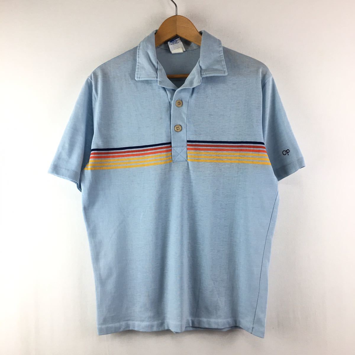 ウッド釦】80s ビンテージ OCEAN PACIFIC サーフ ポロシャツ M 