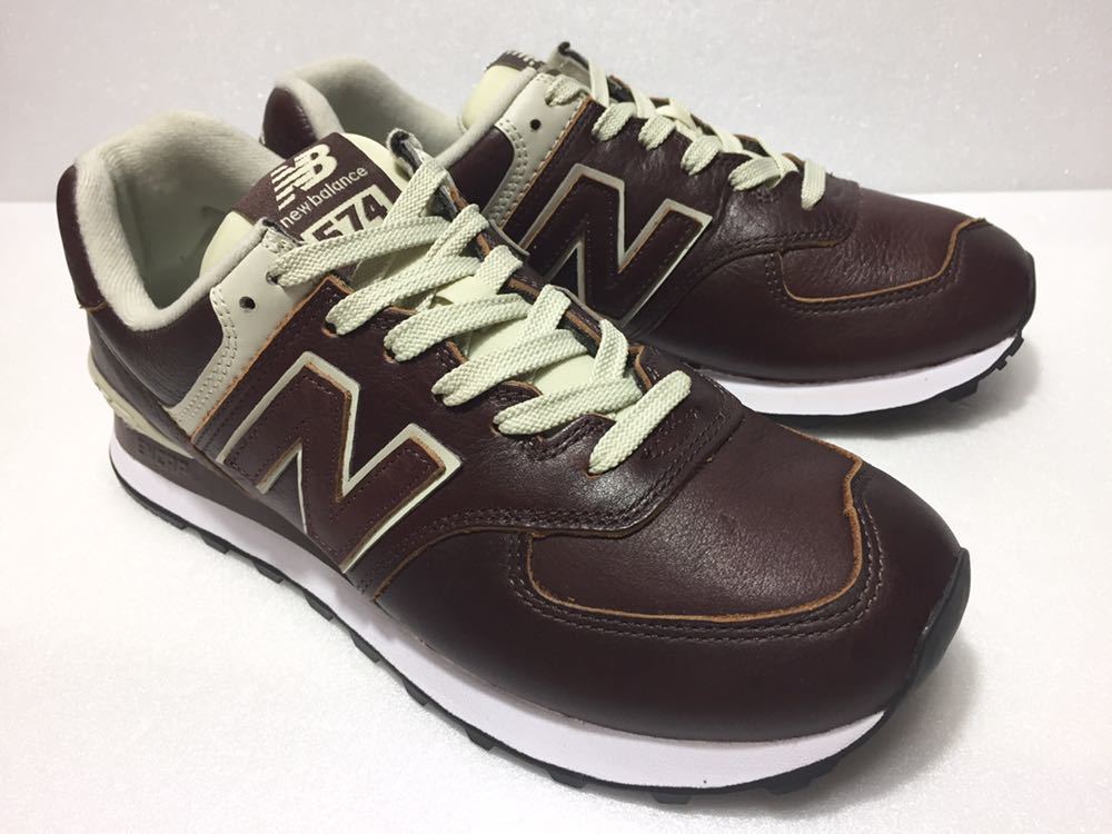 美品!! new balance ニューバランス ML574LPB MAHOGANY 濃茶 25.5cm us 7.5 D 574 レザー スニーカー