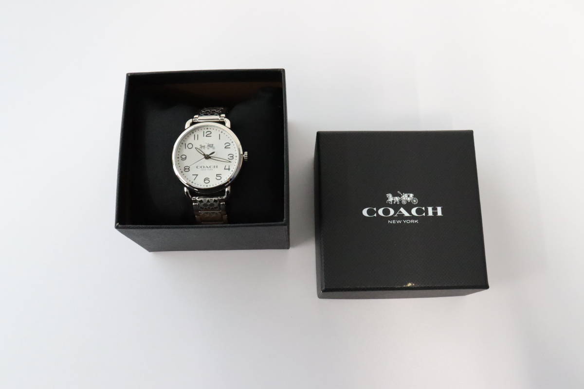 Delancey Watch Dial Rose Coach Strap Silver for Women Steel Gold 
