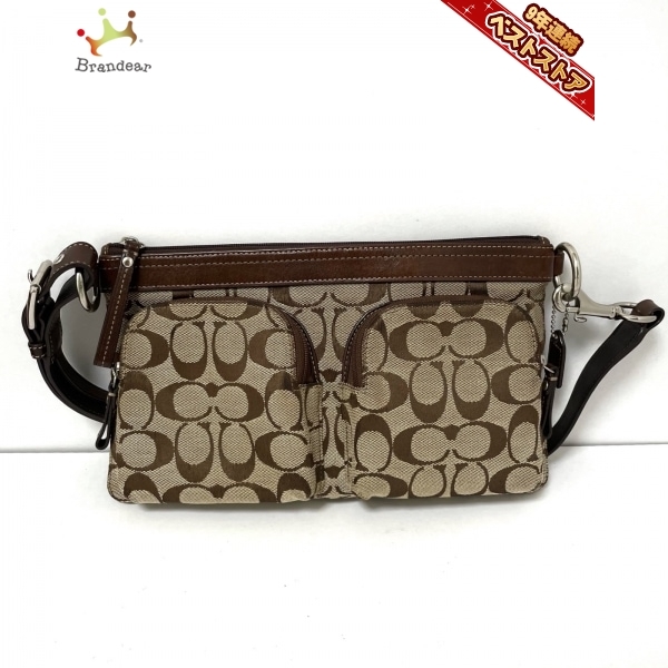 コーチ COACH ウエストポーチ シグネチャー柄 ジャガード×レザー