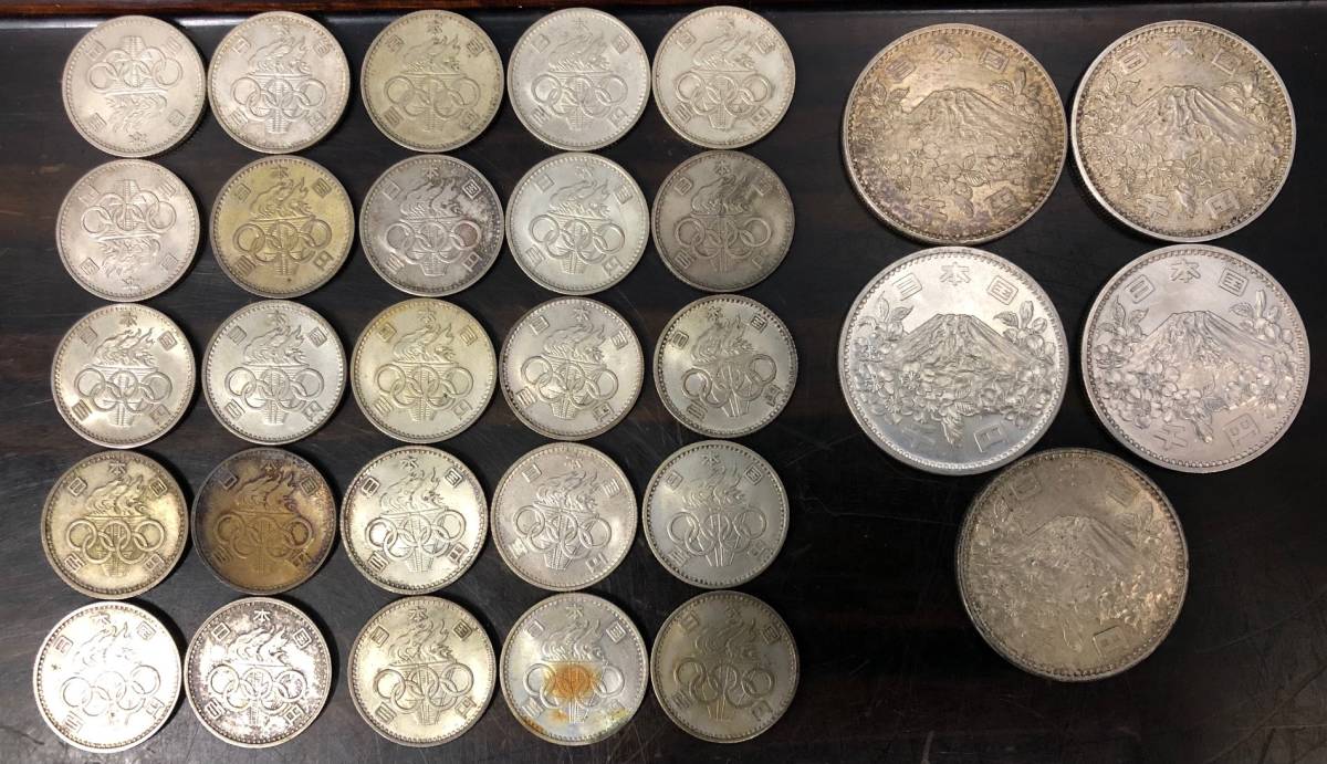 注目！！99円スタート！貴重価値！オリンピック硬貨　昭和39年1000円5点/1964年100円25点　計35点　貨幣　記念コイン
