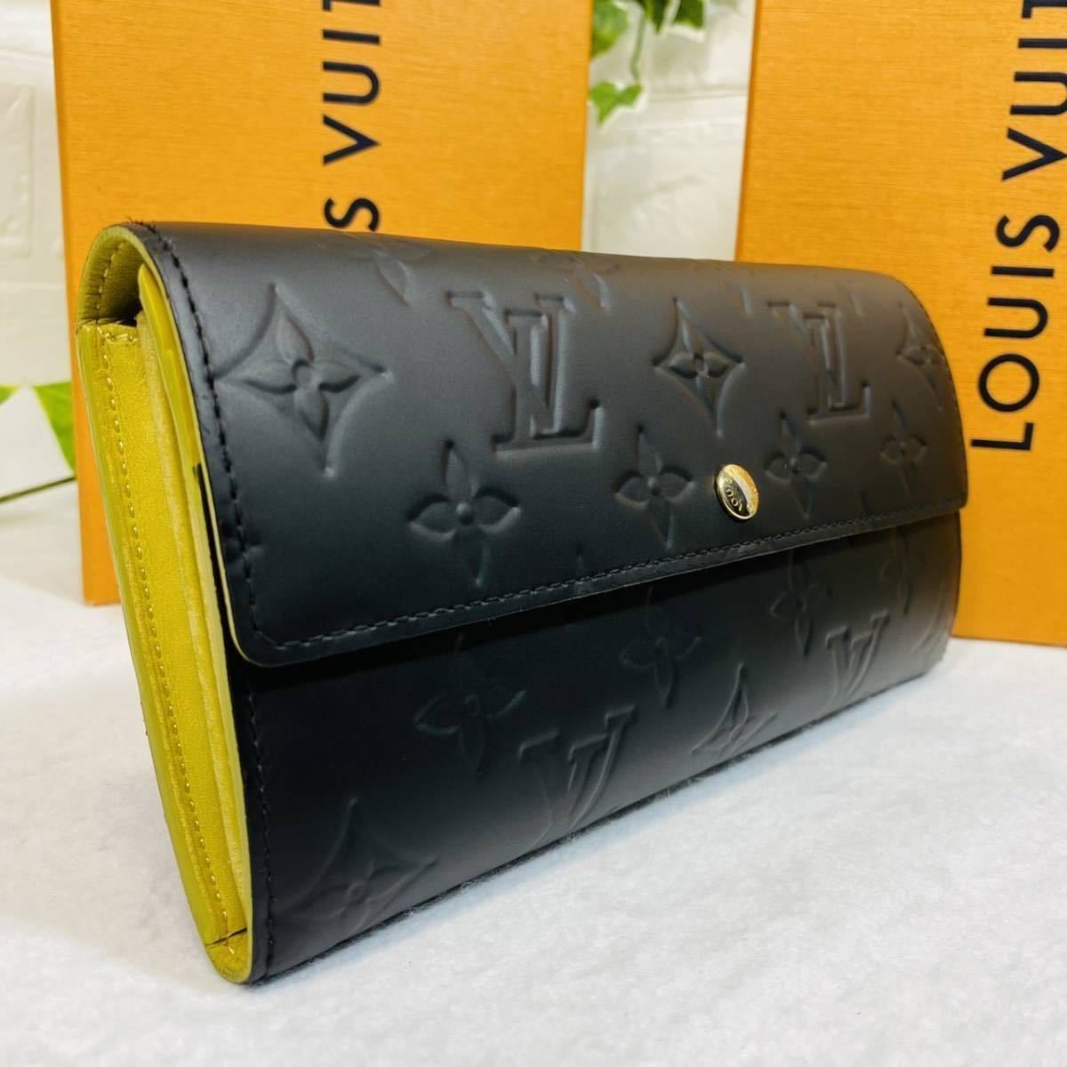《美品》LOUIS VITTON ルイ・ヴィトン ヴェルニ ポルトフォイユ サラ 黒 黄 マットブラック イエロー 長財布 二つ折り 男女兼用 《美》LOUISVITTONルイ・ヴィトンヴェルニポルトフォイユサラ黒黄マットブラックイエロー長財布二つ折り男女兼用