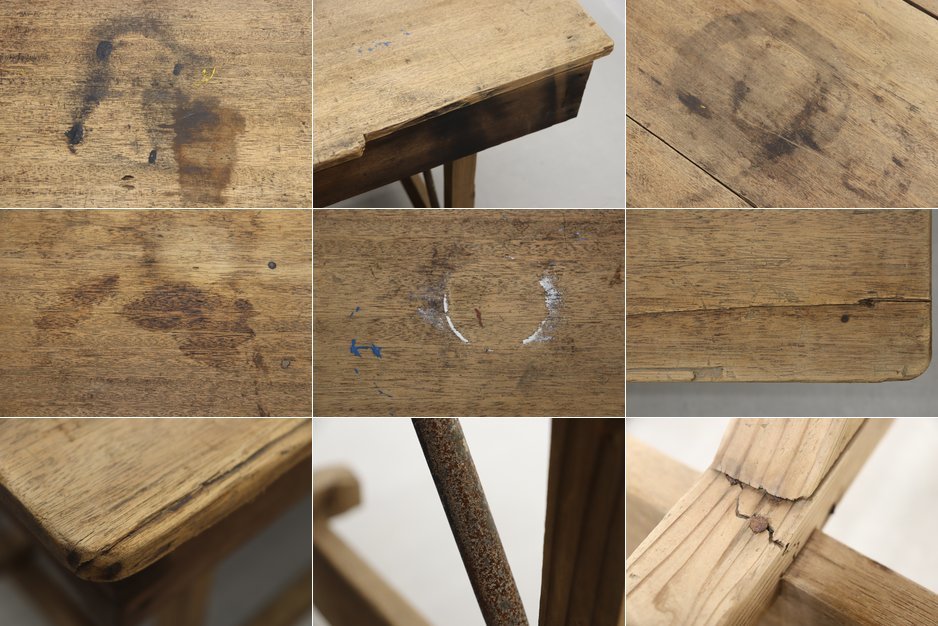 作業台 無垢材 デスク 展示台 コンソール テーブル ヴィンテージ 古い 