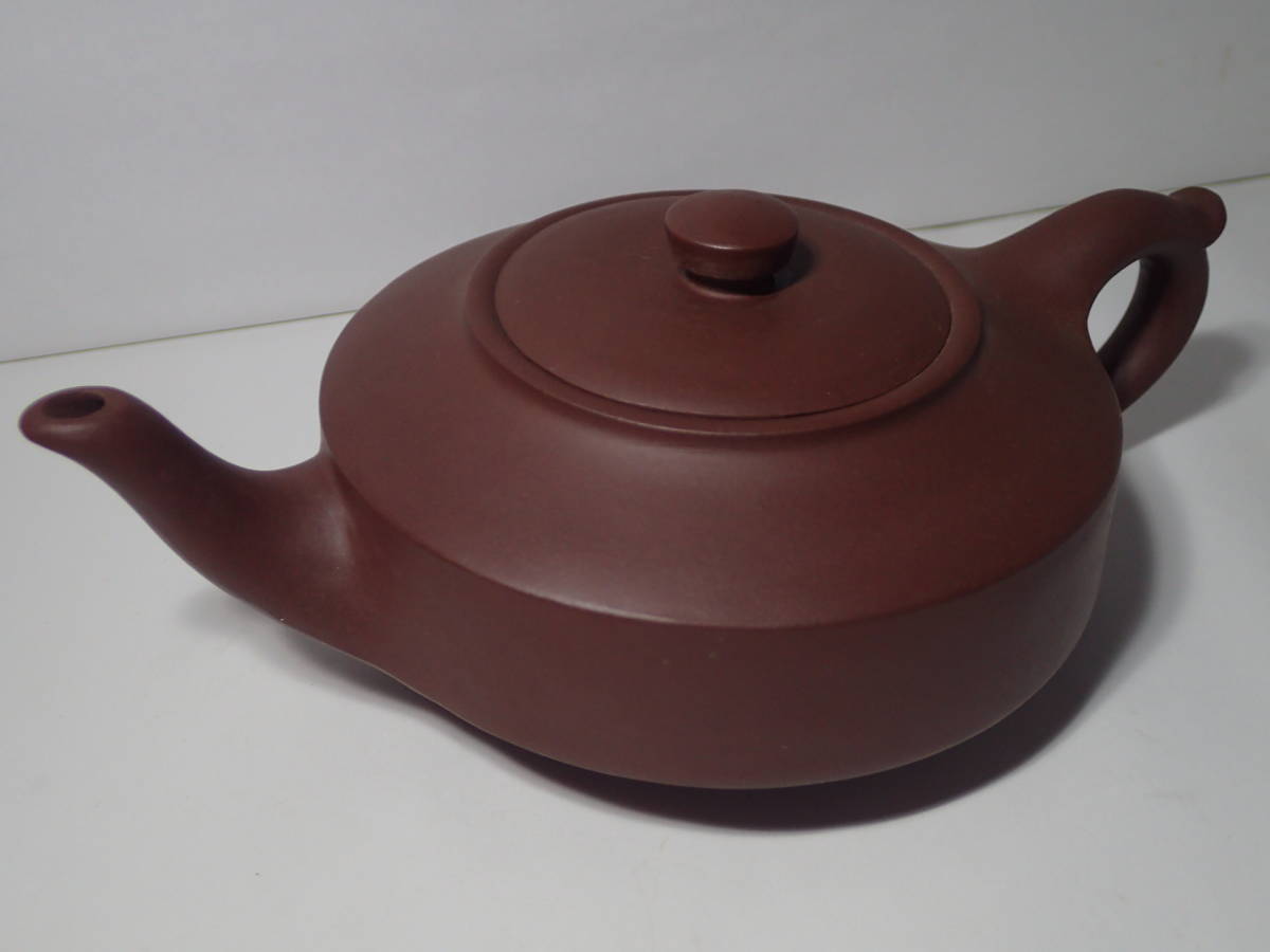 中国急須 朱泥 在銘 茶壺 平型 茶道具 中国茶器 急須 中国 骨董陶磁器