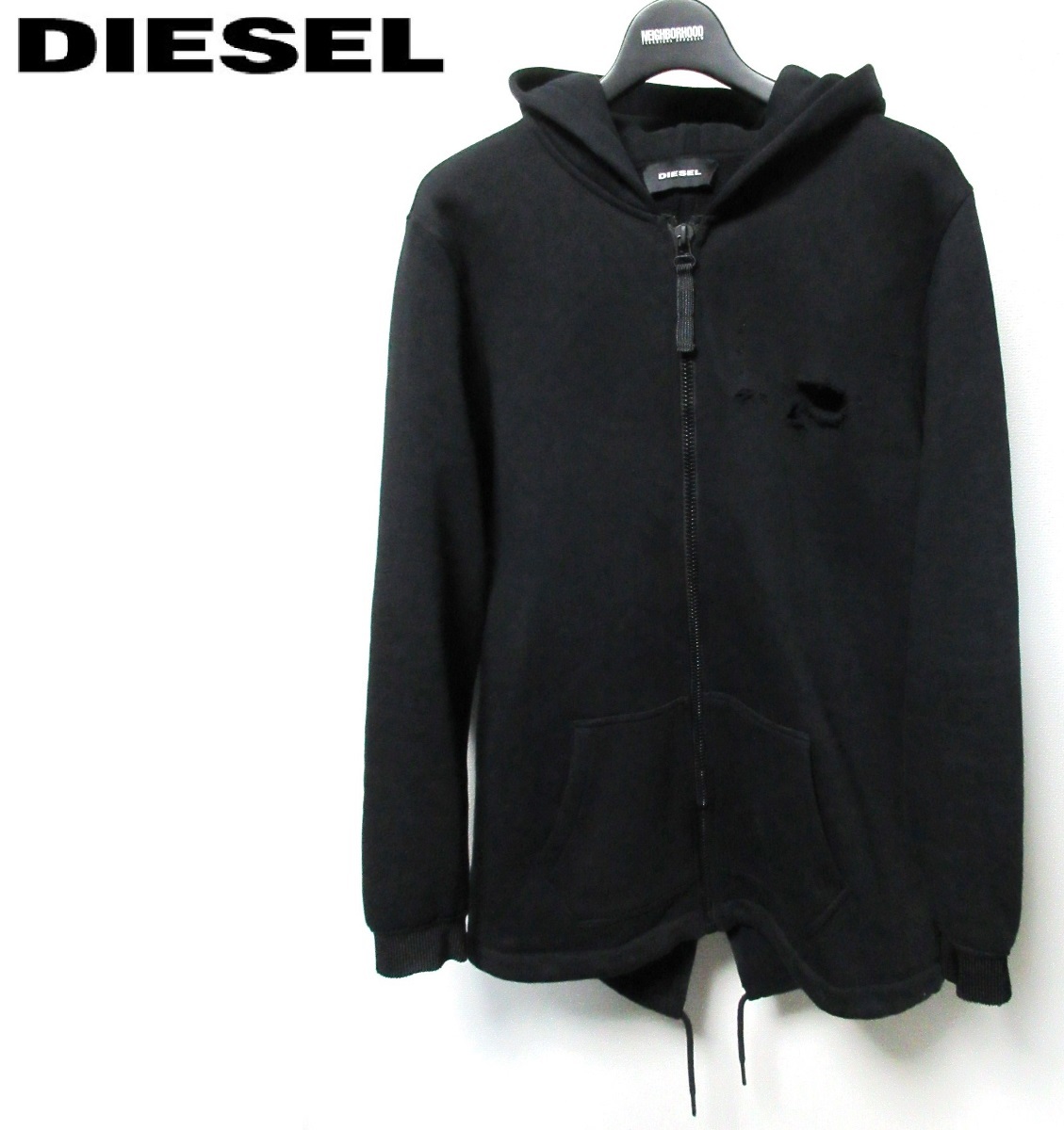 ダメージ加工 ジップアップパーカー DIESEL ディーゼル メンズ