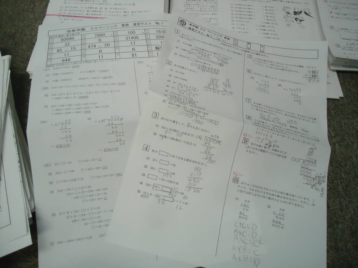 送料無料！希学園 小5/5年 国語/算数/理科/夏期/冬期 ベーシック 復習