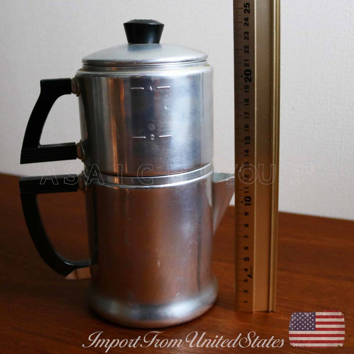 美品　VTG アメリカ製ウェアーエバー社コーヒーポット パーコレータ3002 アメリカンビンテージ】WEAR-EVER社 米国製/アルミニウム製/コーヒー