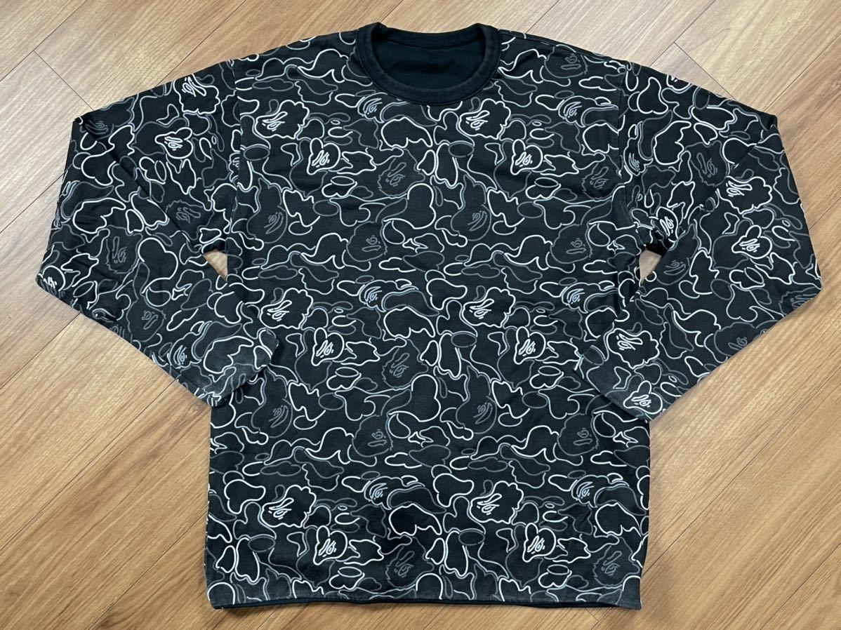 A BATHING APE アベイシングエイプ Tシャツ ロンT ネオンカモ 猿迷彩 リバーシブル サイズL