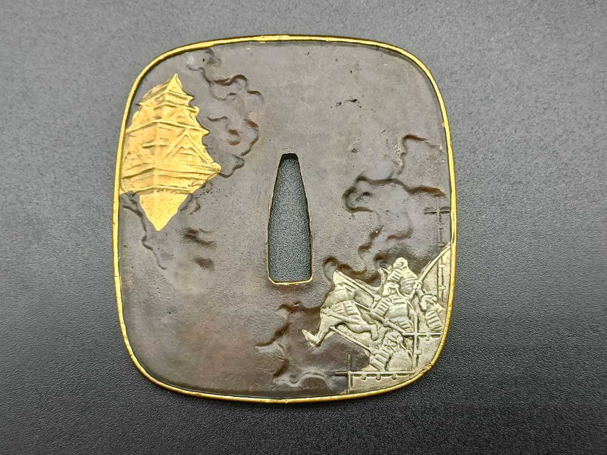 美術品・アンティーク・コレクション 銅鍔 細工 短刀鍔 鐔 つば 時代物