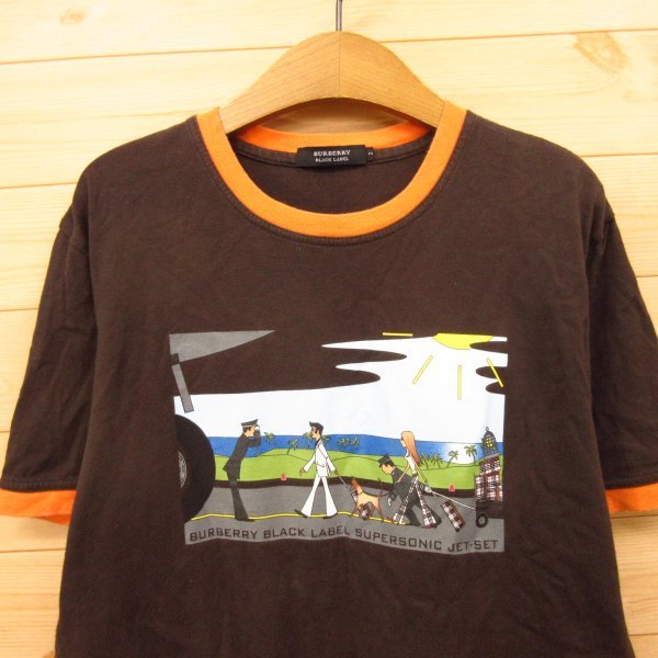 ◎BURBERRY BLACK LABEL バーバリー◇リンガーTシャツ 半袖 SUPERSONIC 