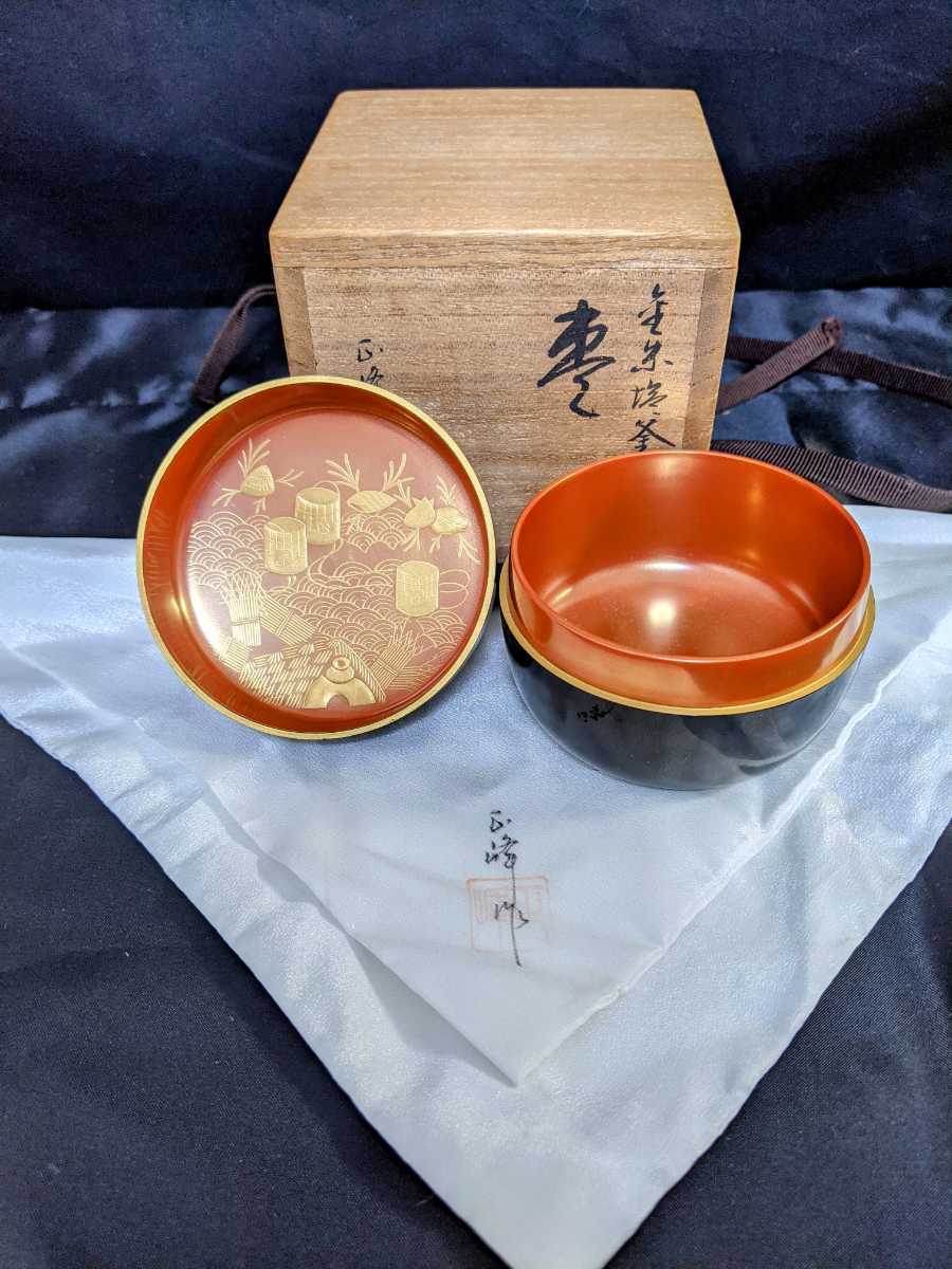 茶道具 雪月花 金輪寺茶器 加賀蒔絵 松栄 共箱 三替蓋 美術品・アンティーク・コレクション 茶道具 雪月花 金輪寺茶器 加賀