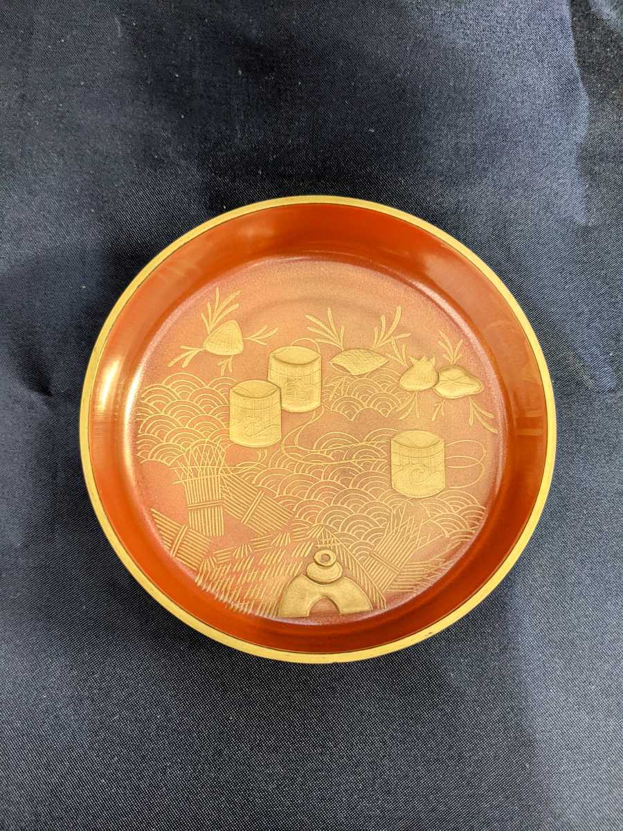茶道具 輪島塗 雪月花図 薄茶器 中棗 一双 木箱 金蒔絵山水図 共