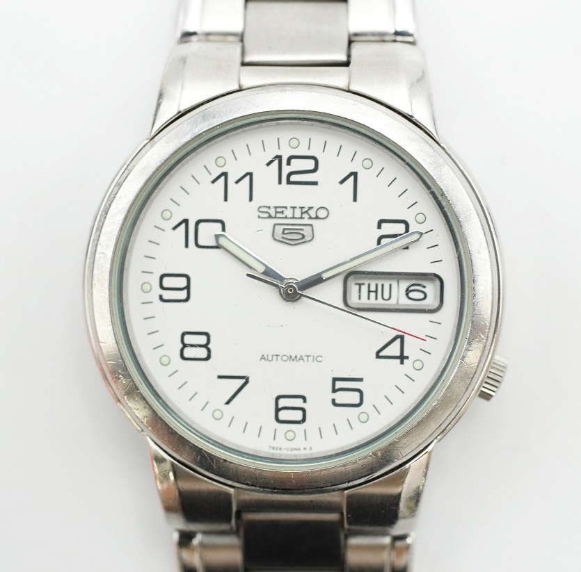 【行董】◆稼動品◆SEIKO 5 自動巻き 7S26-01F0 セイコー5 デイデイト 裏スケ メンズ 腕時計 AF559BOG79