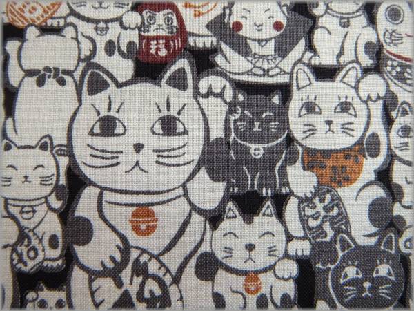 mets★5m*招き猫*コットンシーチング*小判達磨*ねこネコ*生地1F