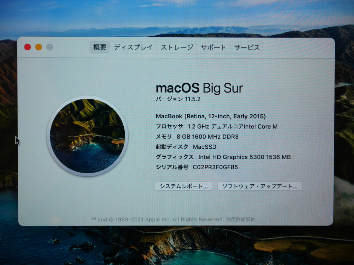 Apple　Bootcamp　Mac Book(Retina 12-inch 2015)A1534 CPU:CoreM(1.2GHz) RAM:8GB SSD:512GB OS:Big Sur Windows10 ②