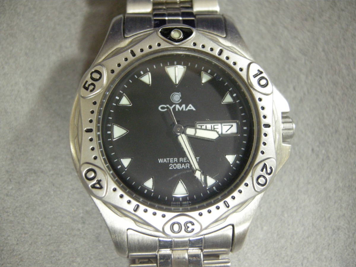 シーマ 希少 日付 腕時計 | CYMA SWISS QUARTZ デイト ブルー クオーツ