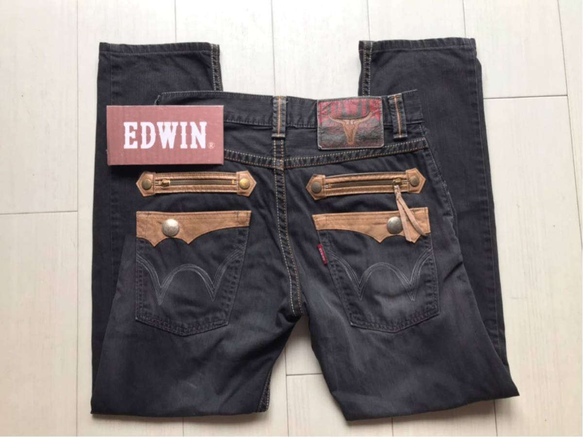 即決】W30 EDWIN エドウィン ブラックデニム 黒 exclusive vintage 