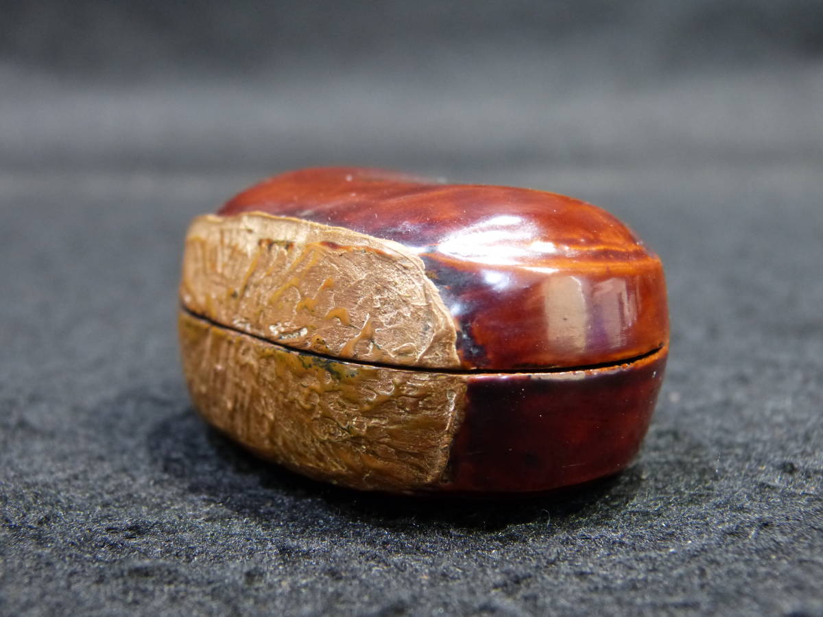 茶道具　香合　栗　乾漆　白井正斉 中川 正斉 茶道具 乾漆 香合「栗」共箱 扇屋二代 中川正斉「乾漆 笹舟