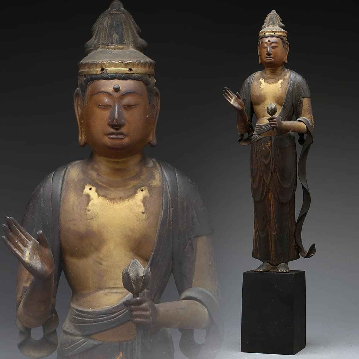 仏像 石仏 天女像 中国美術 仏教美術 菩薩観音 中国古玩 骨董 古美術 民藝 人気SALE，安い CX545 時代物 漆箔 木造聖世観音菩薩像・木造聖観世音