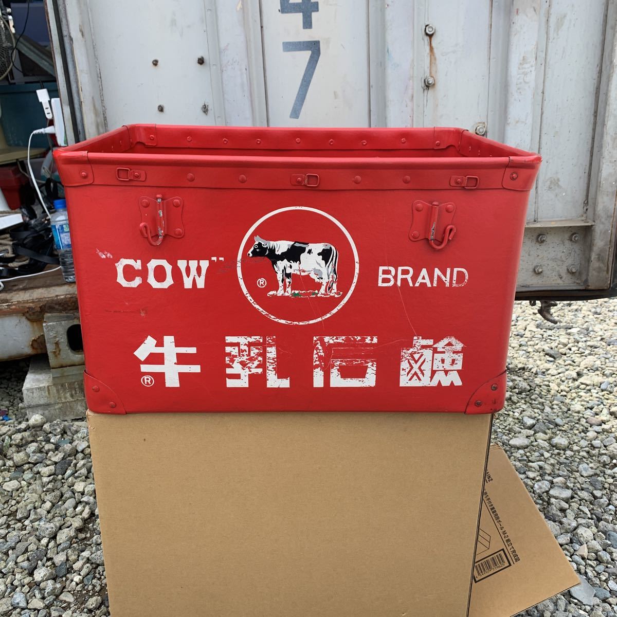 牛乳石鹸　ボテ箱 ボテ箱 牛乳石鹸 昭和レトロ COW アンティーク 収納箱 BRAND 収納