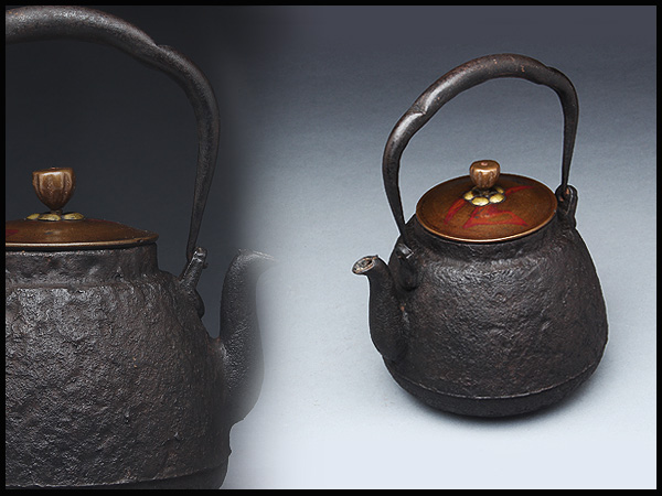 希少 銅蓋 鉄瓶 茶道具 急須 古美術品 急須 鉄瓶 鉄壺 鯉 | 茶道具 KS7071 日本亀文 亀文堂 造 湯