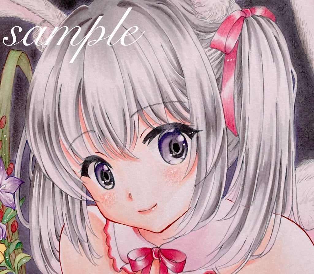 手描きイラスト オリジナル お月見うさぎ B5サイズ