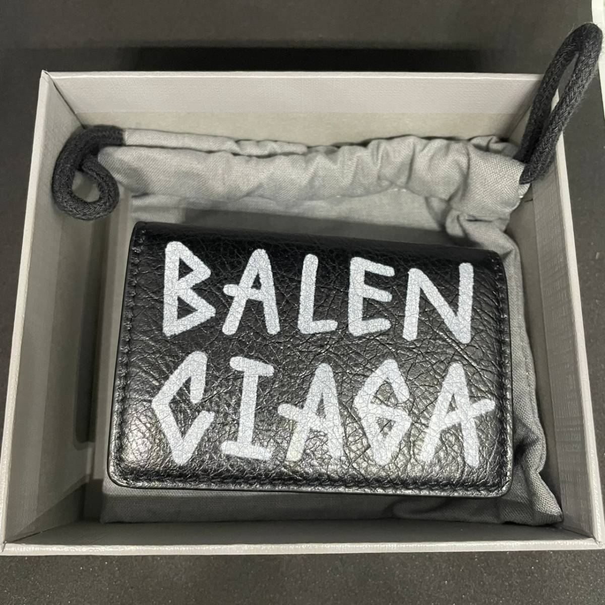 美品】バレンシアガ BALENCIAGA グラフィティ 三つ折り財布 ミニ財布